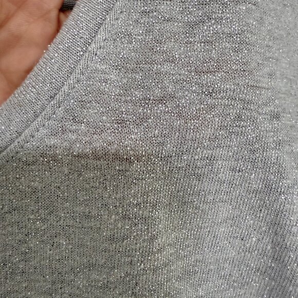 Banana Republic Metallic Silver Linen blend T-shirt Large - Picture 8 of 8